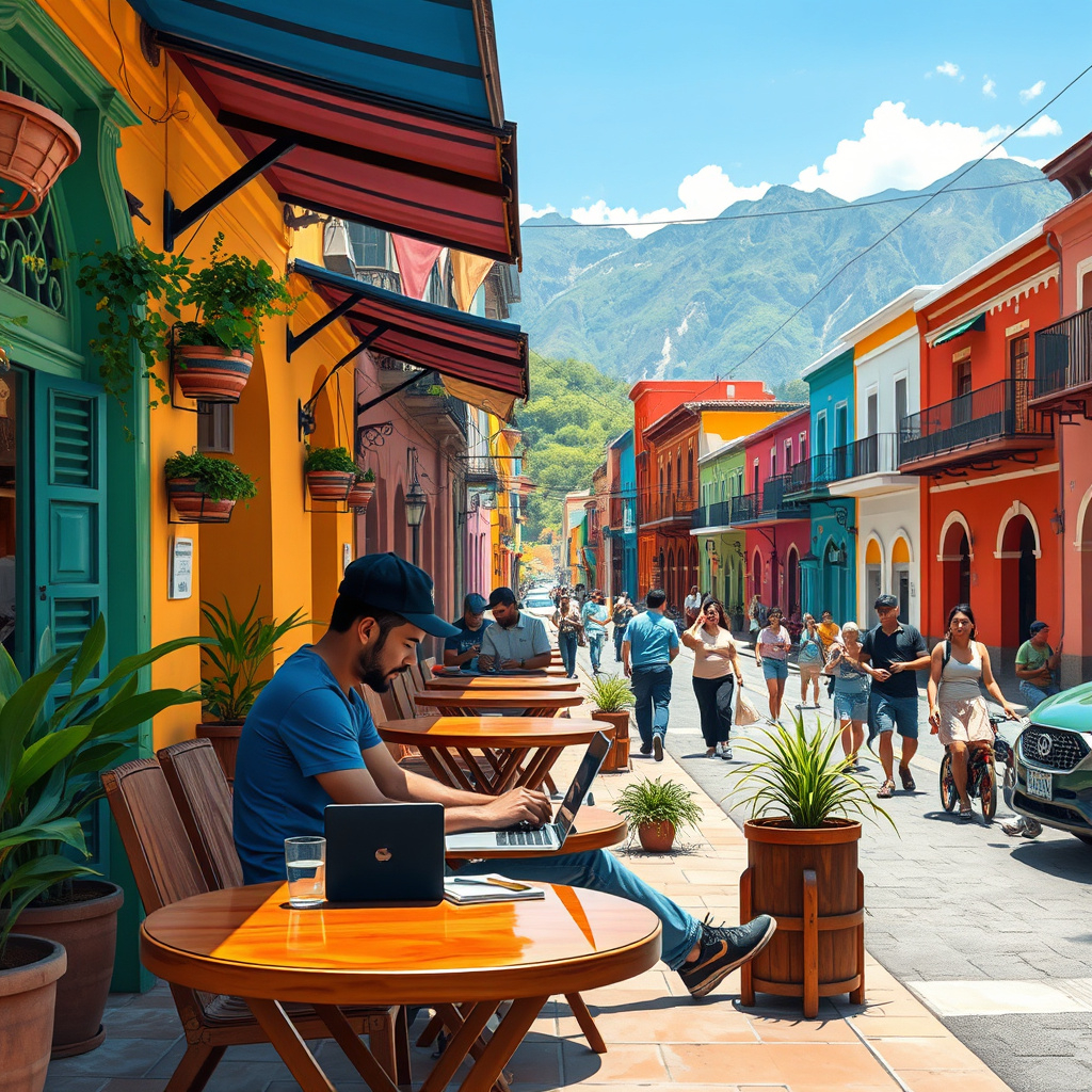 A digital nomad in a typical South American city