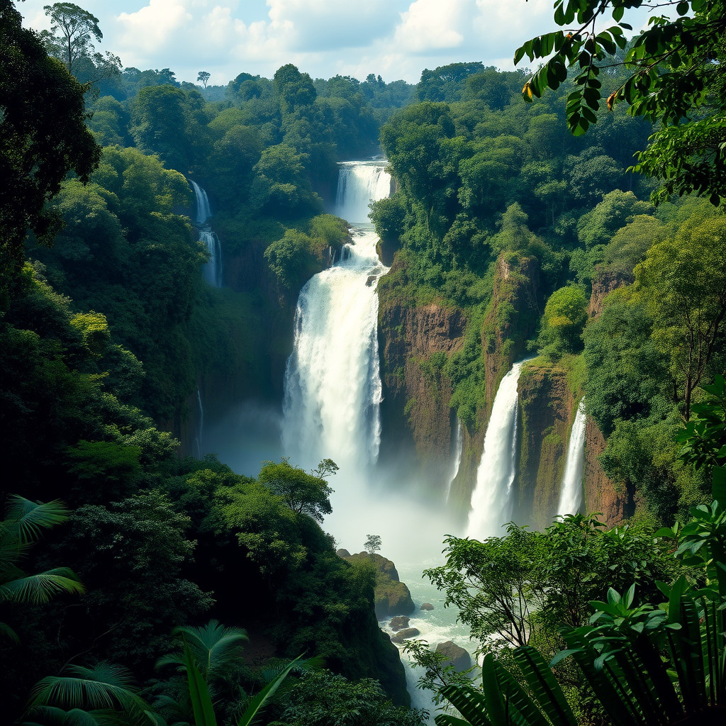 Majestic Iguazu Falls, one of Argentina's top destinations, cascading through lush rainforest