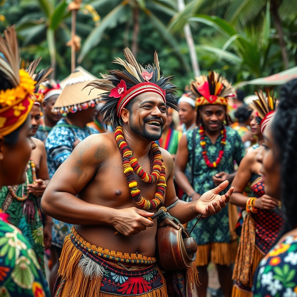 People enjoying a Fijian festival, embracing local culture and community