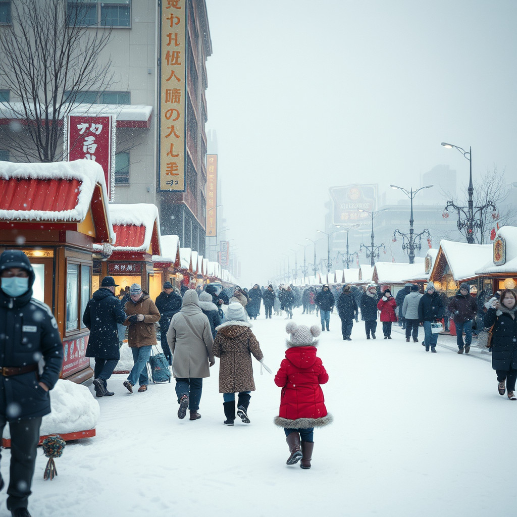 Sapporo snow festival in winter in Japan, people are enjoying and celebrating winter